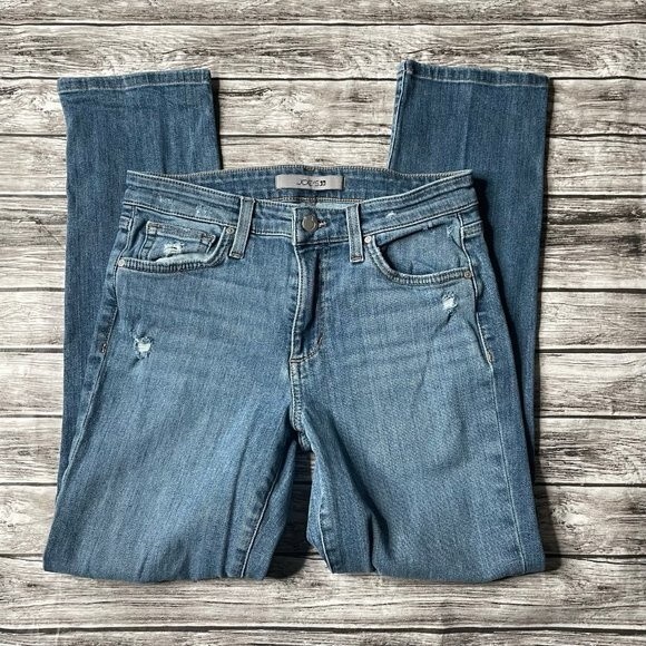 Joe's Jeans Distressed Skinny Jeans Pockets Zip Button 26 Medium Blue Stretch - Picture 1 of 10